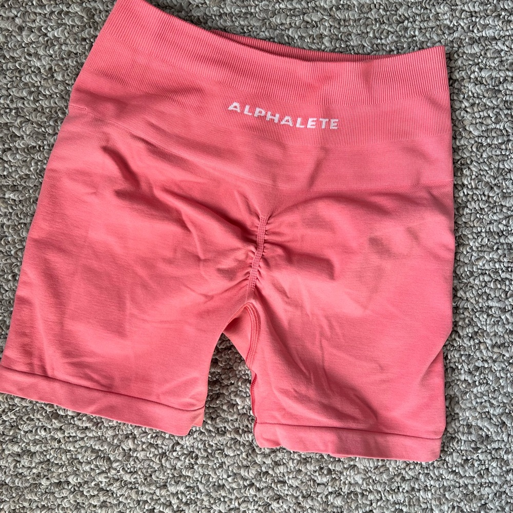 Alphalete Coral Pink Athletic Bike Shorts